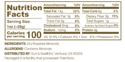 Dry Roasted California Almonds-12 Pack