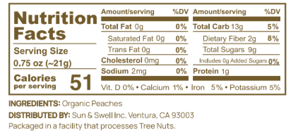 Organic Dried California Peaches - 12 Pack