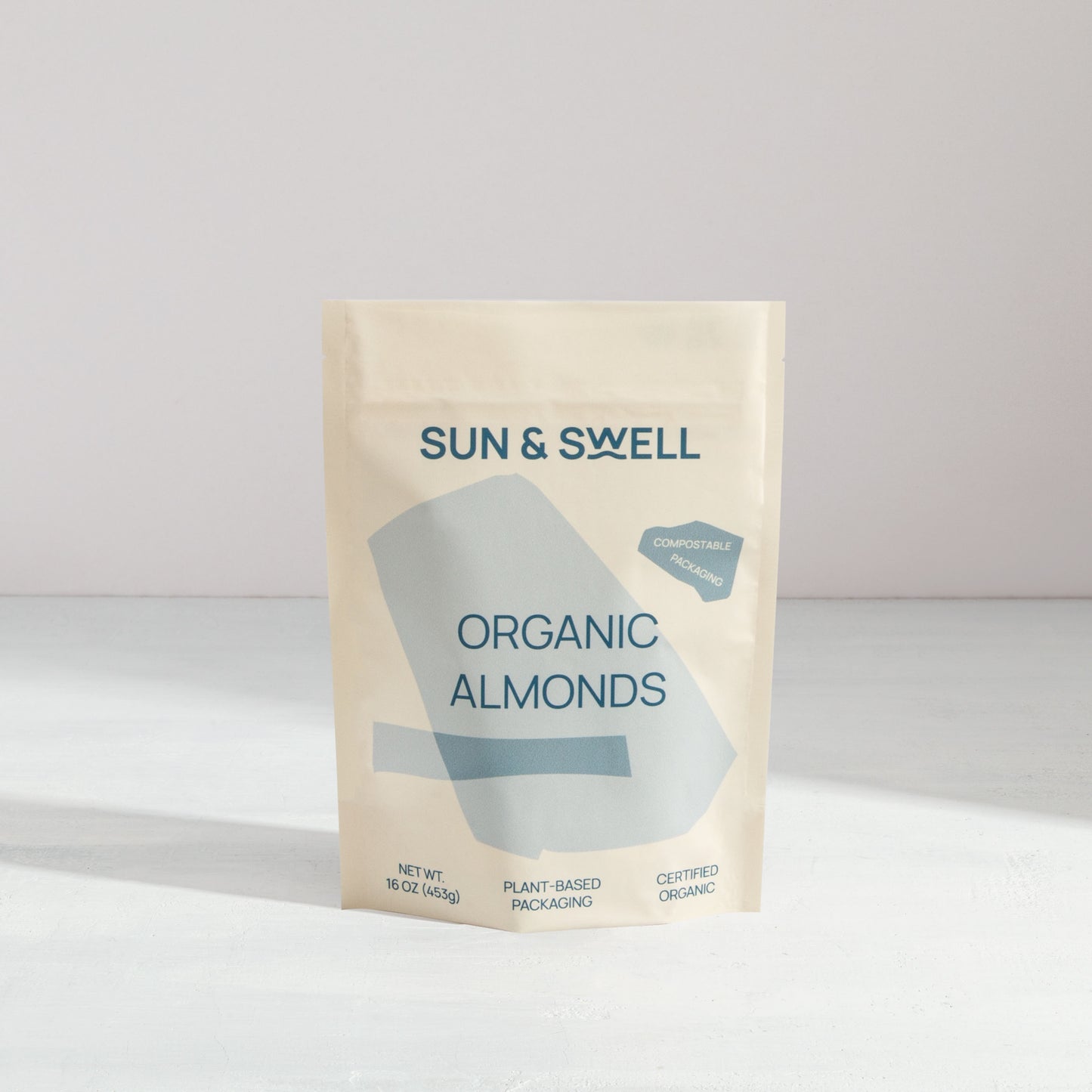 organic almonds in compostable packaging