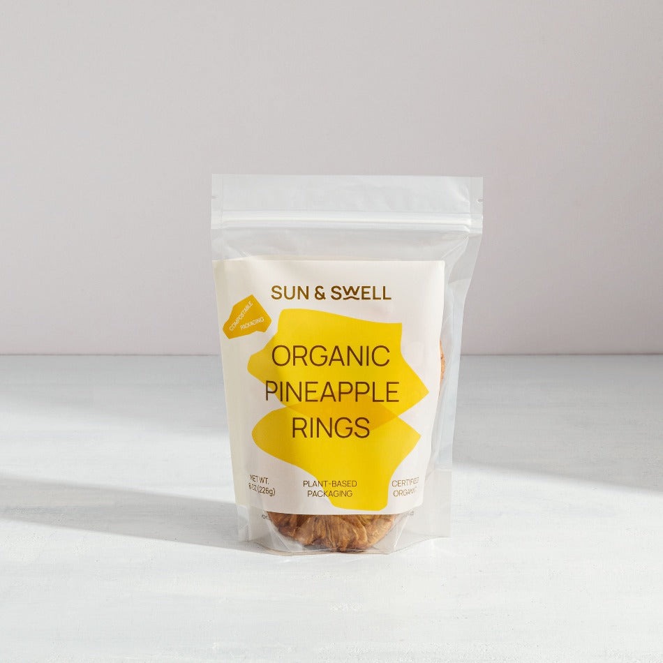Biodegradable Rings Organic Pineapple Rings in Compostable Packaging – Sun & Swell Foods